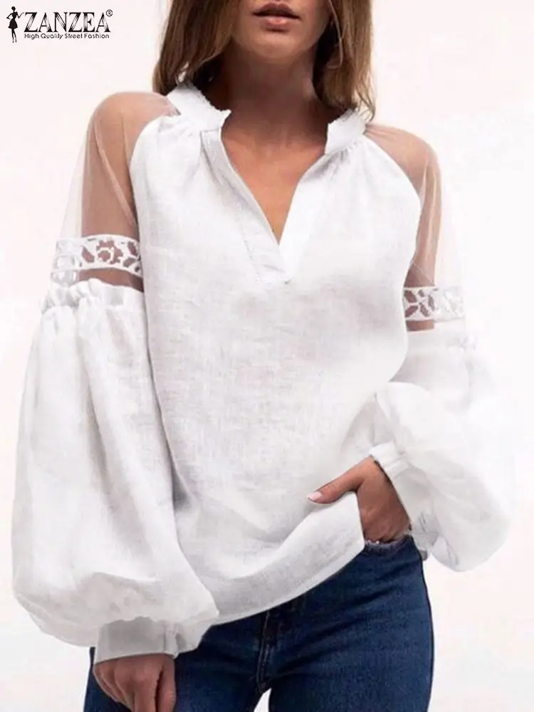 ZANZEA Women Elegant V Neck Lantern Sleeve Shirt 2022 Summer Lace Crochet Blouse Holiday Blusas Casual Mesh Patchwork Party Tops
ZANZEA Women Elegant V Neck Lantern Sleeve Shirt 2022 Summer Lace Crochet Blouse Holiday Blusas Casual Mesh Patchwork Party Tops
