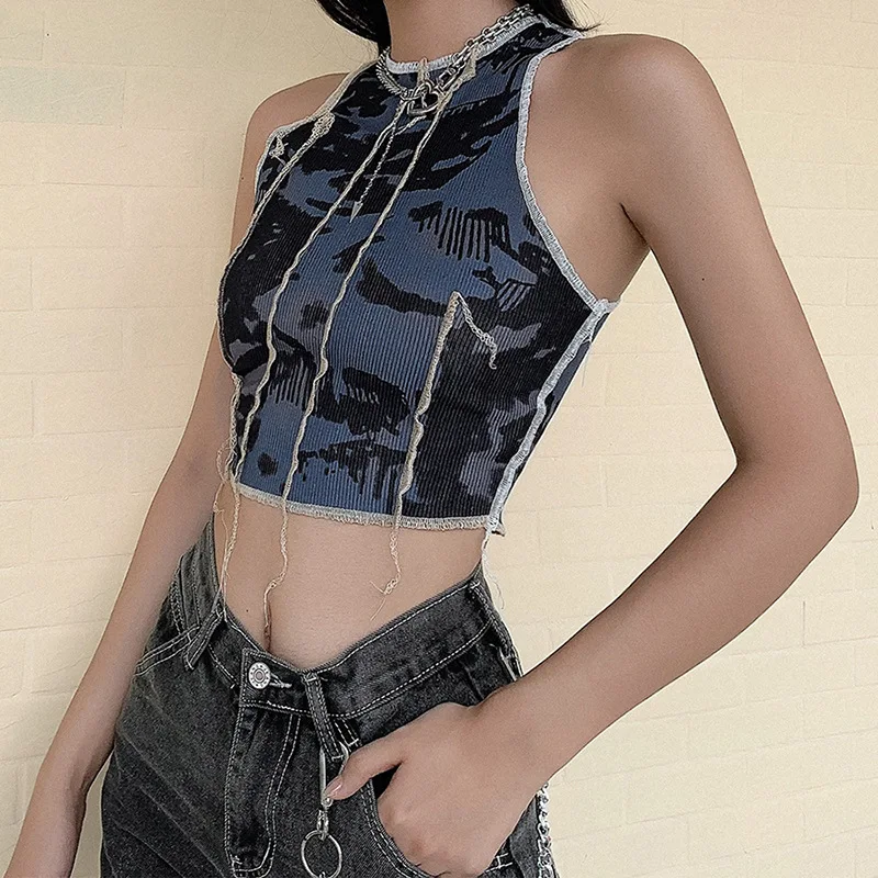 women's clothing 2022 latest fashion Round Neck Sleeveless Design Sense Printing Stitching Slim Top women y2k clothes
women's clothing 2022 latest fashion Round Neck Sleeveless Design Sense Printing Stitching Slim Top women y2k clothes