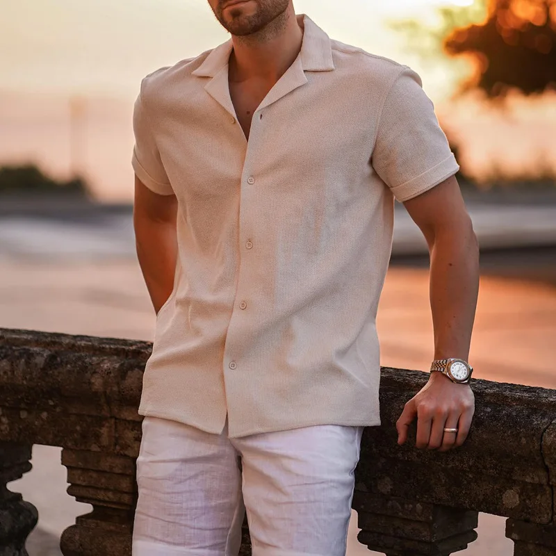 Men Clothing Solid Button Formal Shirt Streetwear Man Casual Men's Shirt Tops 2023 Spring Summer Short Sleeve Lapel t Shirts
Men Clothing Solid Button Formal Shirt Streetwear Man Casual Men's Shirt Tops 2023 Spring Summer Short Sleeve Lapel t Shirts