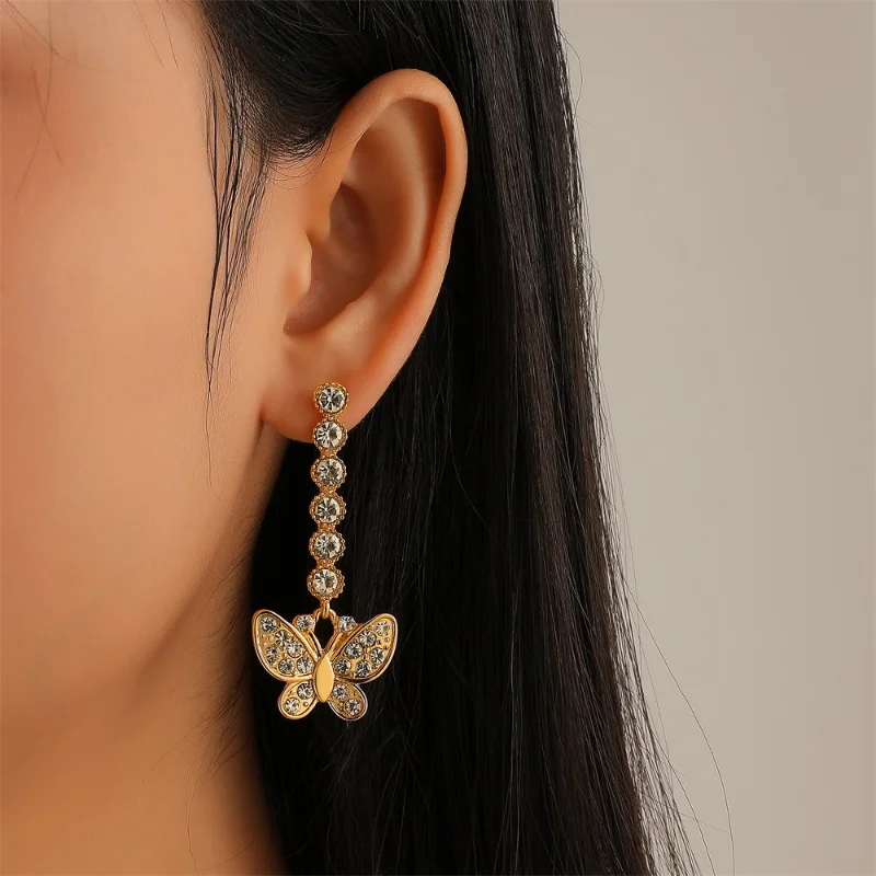 Diamond Inlaid White Zircon Butterfly Earrings for Women's Wedding Engagement Gold Earrings Charm Women's Temperament Jewelry
Diamond Inlaid White Zircon Butterfly Earrings for Women's Wedding Engagement Gold Earrings Charm Women's Temperament Jewelry