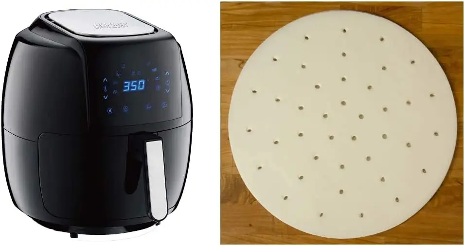 Digital Air Fryer with Recipe Book, 7.0-Qt, Black & USA GWA0006 Perforated Parchment Non-Stick Liners for Air Fryers, Steami
Digital Air Fryer with Recipe Book, 7.0-Qt, Black & USA GWA0006 Perforated Parchment Non-Stick Liners for Air Fryers, Steami