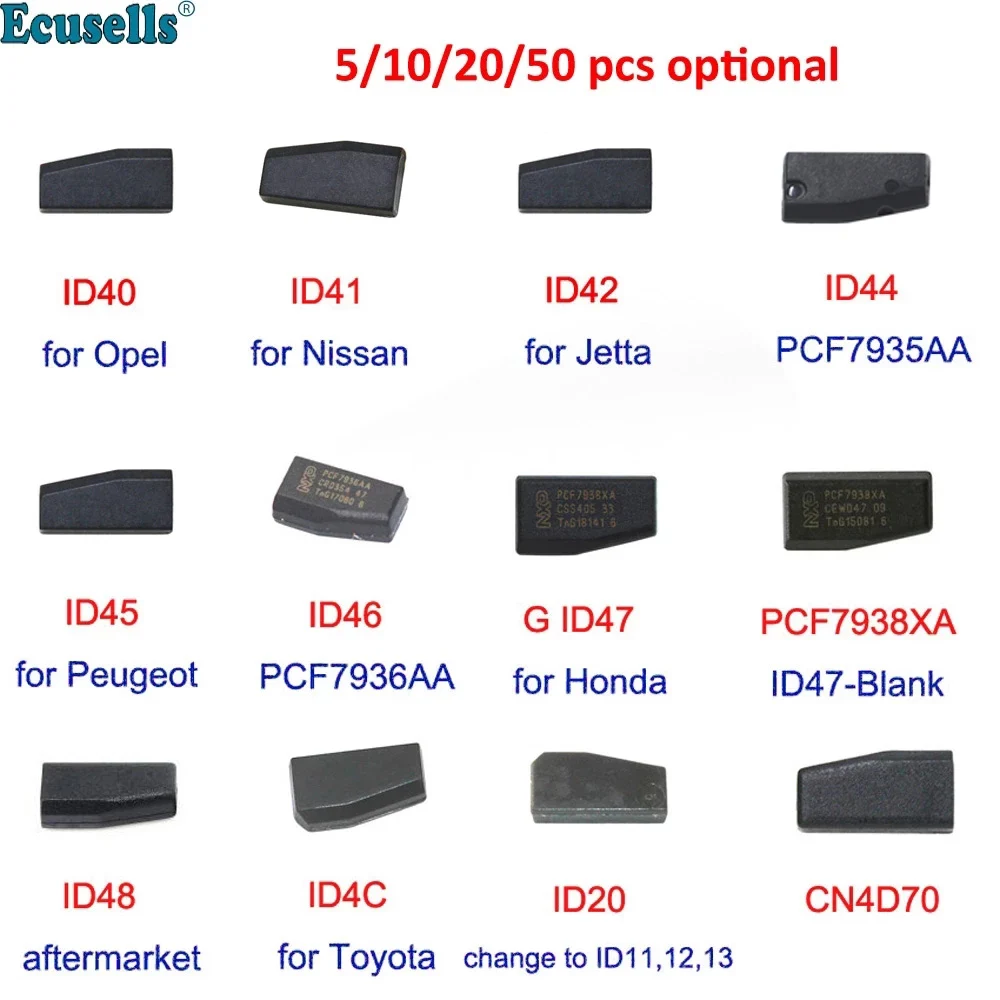 ID40 for Opel ID41 for Nissan ID42 for Jetta ID44 ID46 ID45 ID47 PCF7938XA for Honda ID48 ID20 ID4C CN4D70 Transponder Key Chip
ID40 for Opel ID41 for Nissan ID42 for Jetta ID44 ID46 ID45 ID47 PCF7938XA for Honda ID48 ID20 ID4C CN4D70 Transponder Key Chip