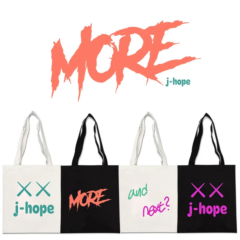 

KPOP Bangtan Boys J-HOPE SOLO Song MORE LOGO Printing Portable Canvas Bag Simple Large-Capacity Literary Bag Fans Collection C90