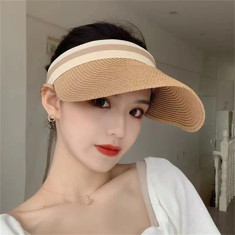 Women Empty Top Sun Visor Hat Summer Straw Wide Brim Sun Caps Fashion Beach Hat Outdoor Sunshade Sunscreen Straw Hat
Women Empty Top Sun Visor Hat Summer Straw Wide Brim Sun Caps Fashion Beach Hat Outdoor Sunshade Sunscreen Straw Hat