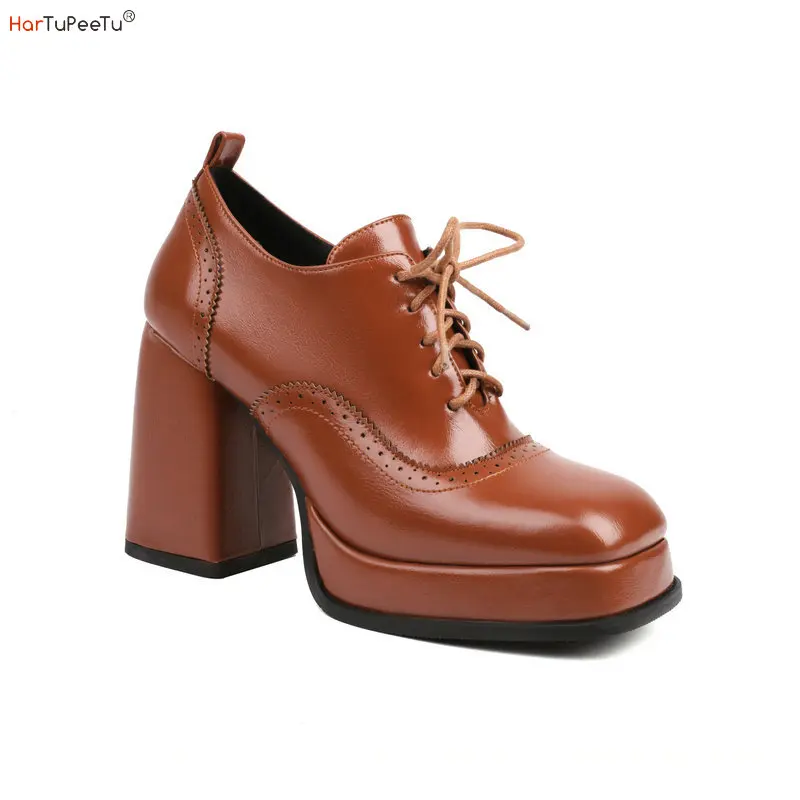 Women Pumps Block Heels Black Brown Platform Shoes Leather Lace Up Comfy Loafers
Women Pumps Block Heels Black Brown Platform Shoes Leather Lace Up Comfy Loafers