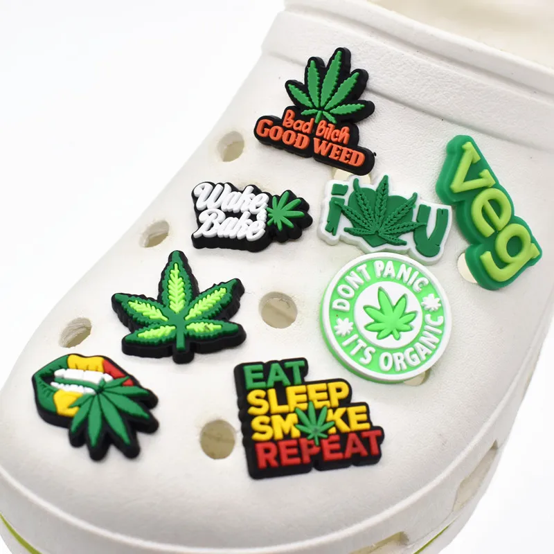 

Single Sale hot weed culture PVC croc shoes charms funny cartoon Accessories jibz Decorations veg eatting man kids gifts DIY