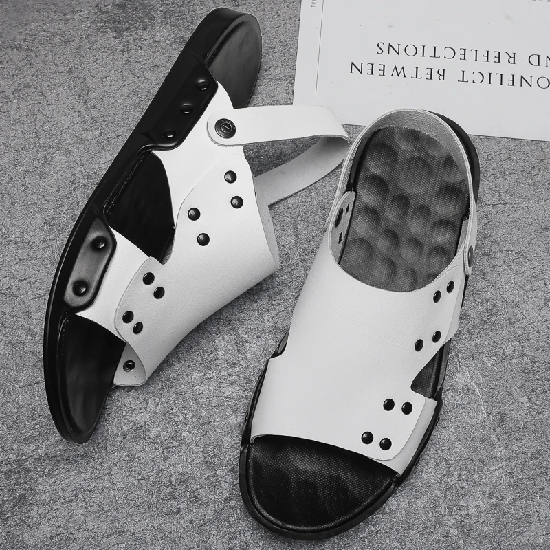 Luxury Brand Summer Men Slippers Fashion Slip On Black Leather Beach Shoes For Men Casual Slippers High Quality Non-Slip Sandals
Luxury Brand Summer Men Slippers Fashion Slip On Black Leather Beach Shoes For Men Casual Slippers High Quality Non-Slip Sandals