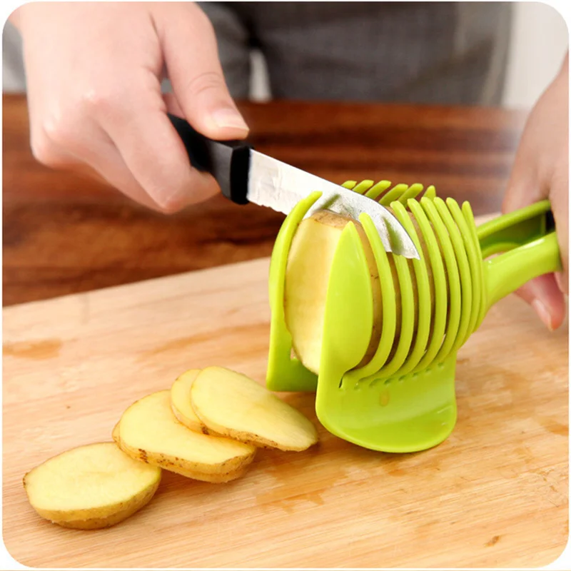 

Tomato Onion Slicer Bread Clip Fruit Vegetable Cutter Tool Lemon Shreadders Potato Apple Cutting Holder Gadget Kitchen Gadgest