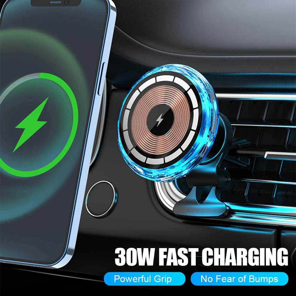 30W Car Wireless Charger Magnetic Phone Holder Fast Charging Air Vent Phone Mount With LED For IPhone 14 13 12 Pro Max Samsung
30W Car Wireless Charger Magnetic Phone Holder Fast Charging Air Vent Phone Mount With LED For IPhone 14 13 12 Pro Max Samsung