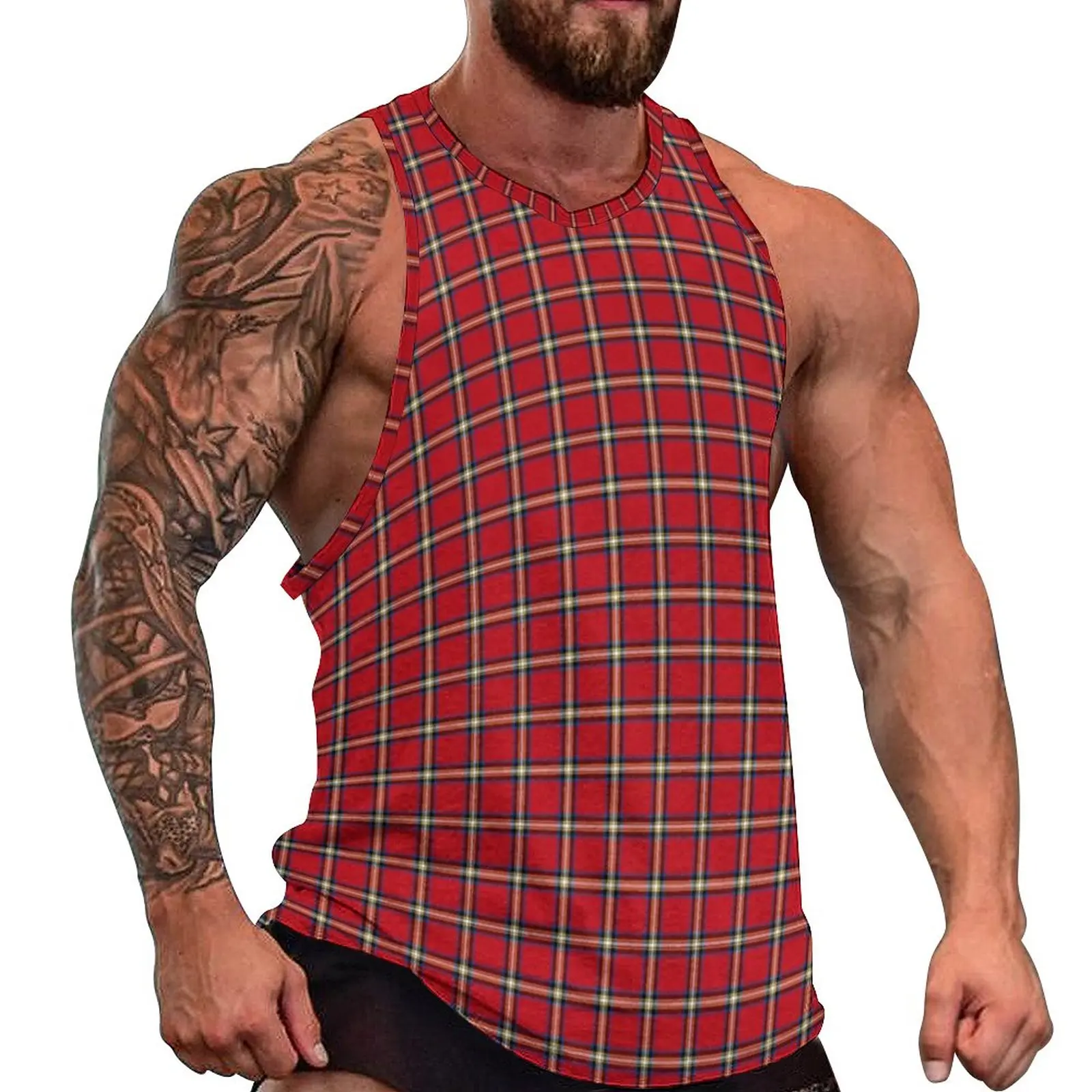 Red Plaid Daily Tank Top Royal Stewart Tartan Print Workout Tops Mens Pattern Sportswear Sleeveless Shirts Big Size 4XL 5XL 
Red Plaid Daily Tank Top Royal Stewart Tartan Print Workout Tops Mens Pattern Sportswear Sleeveless Shirts Big Size 4XL 5XL