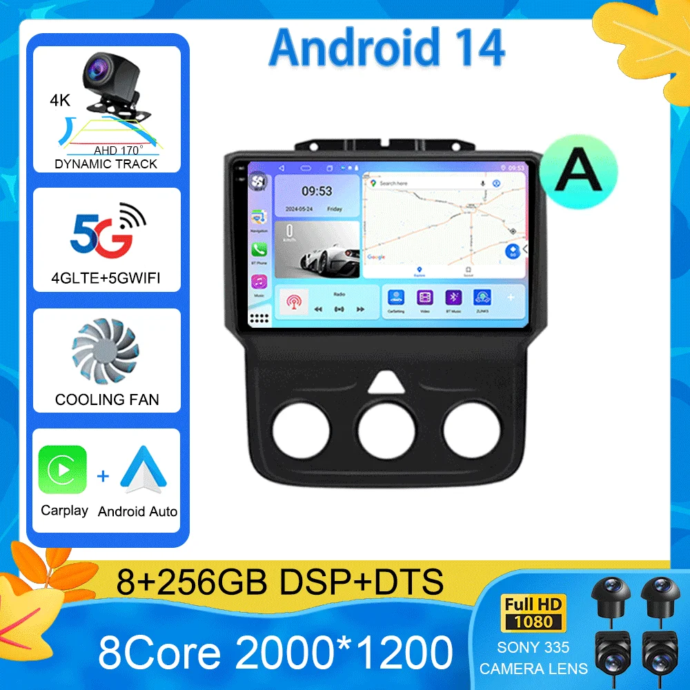 Автомобильный радиоприемник Android 14 для T Dodge Ram 1500 2500 3500 2013-2018 мультимедийный