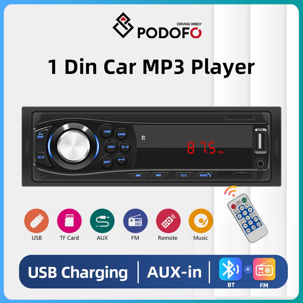 Автомагнитола Podofo 1 din, стерео плеер, цифровой Bluetooth mp3-плеер, FM-радио, стерео аудио, музыка, USB/SD, с входом AUX для приборной панели
Автомагнитола Podofo 1 din, стерео плеер, цифровой Bluetooth mp3-плеер, FM-радио, стерео аудио, музыка, USB/SD, с входом AUX для приборной панели