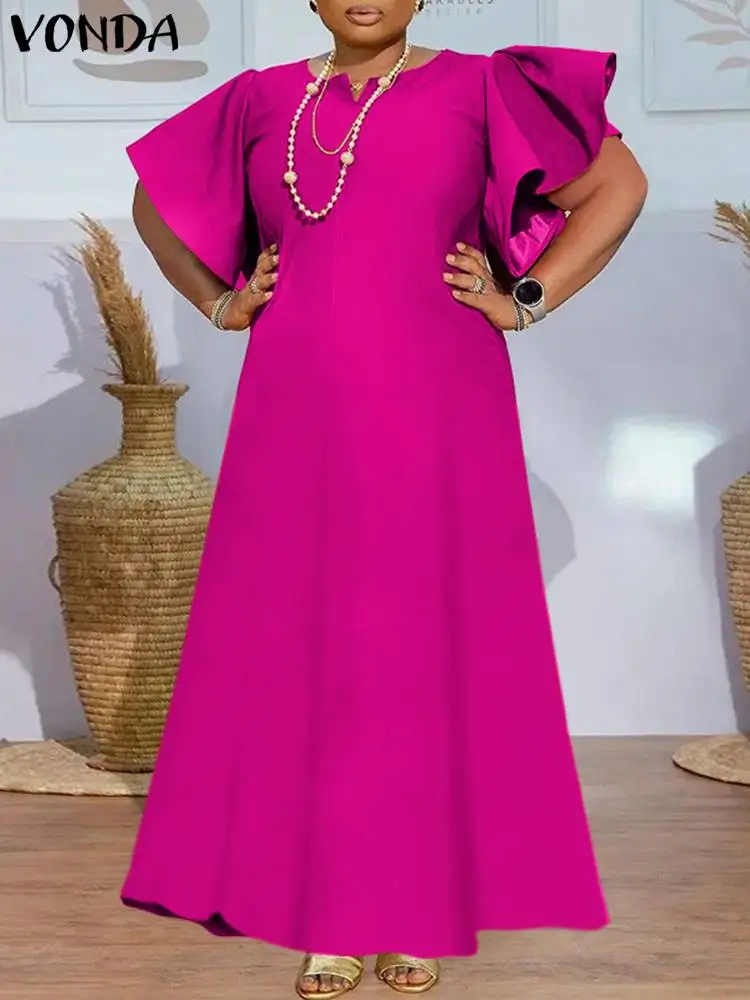 VONDA Elegant Maxi Sundress Women Summer Short Sleeve Ruffled Long Dress 2023 Boheman Satin Silk Solid Color Casual Loose Robe
VONDA Elegant Maxi Sundress Women Summer Short Sleeve Ruffled Long Dress 2023 Boheman Satin Silk Solid Color Casual Loose Robe