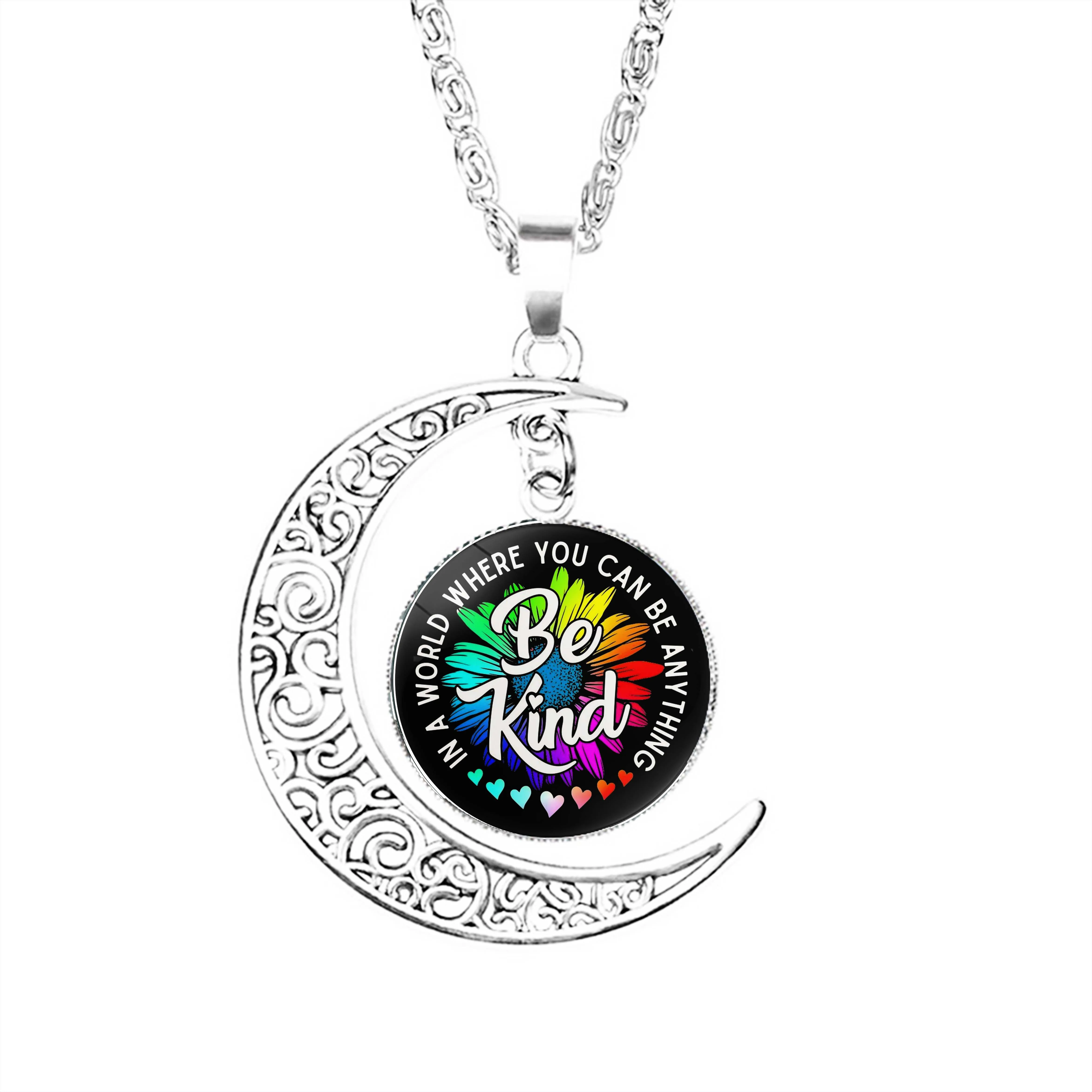 Choose Kindness In A World Where You Can Be Anything Be Kind Cute Daisy Flower Rainbow Petals Moon Necklace Pendant
Choose Kindness In A World Where You Can Be Anything Be Kind Cute Daisy Flower Rainbow Petals Moon Necklace Pendant