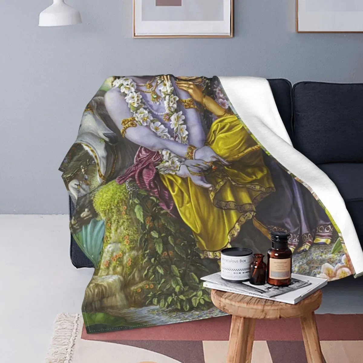 

Новое одеяло индийского бога Кришна Радха флисовое ультра-мягкое покрывало для домашнего дивана покрывало 09