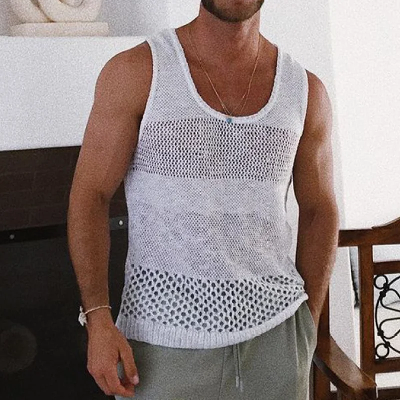 Tank Top Men Lace Hollow Out Sleeveless Shirts for Man Summer Best Seller Mens Clothing Casual Gym Fitness U Neck Vest Tops
Tank Top Men Lace Hollow Out Sleeveless Shirts for Man Summer Best Seller Mens Clothing Casual Gym Fitness U Neck Vest Tops