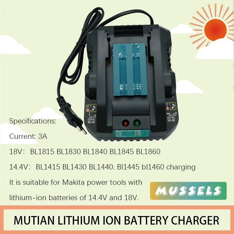 2022 Li-ion 3A Chargeur De Batterie pour Makita 18V 14.4V BL1860 BL1850 BL1840 BL1440 DC18RC Remplacer Lithium Convertisseur
2022 Li-ion 3A Chargeur De Batterie pour Makita 18V 14.4V BL1860 BL1850 BL1840 BL1440 DC18RC Remplacer Lithium Convertisseur