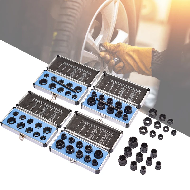 10Pcs/Set Damaged Bolt Nut Screw Remover Stud Extractor Removal Tool Socket Set Car Threading Tool Kit Black Nut With 2 Styles
10Pcs/Set Damaged Bolt Nut Screw Remover Stud Extractor Removal Tool Socket Set Car Threading Tool Kit Black Nut With 2 Styles