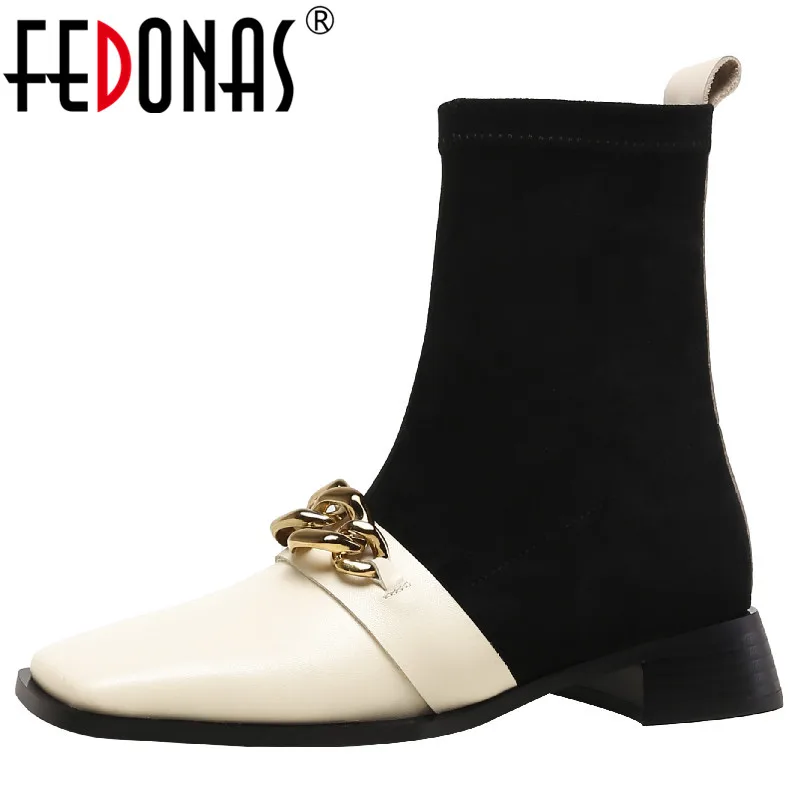 FEDONAS New Arrival Women Ankle Boots Vintage Chain Low Heels Square Toe Genuine Leather Shoes Woman Autumn Winter Office Ladies
FEDONAS New Arrival Women Ankle Boots Vintage Chain Low Heels Square Toe Genuine Leather Shoes Woman Autumn Winter Office Ladies