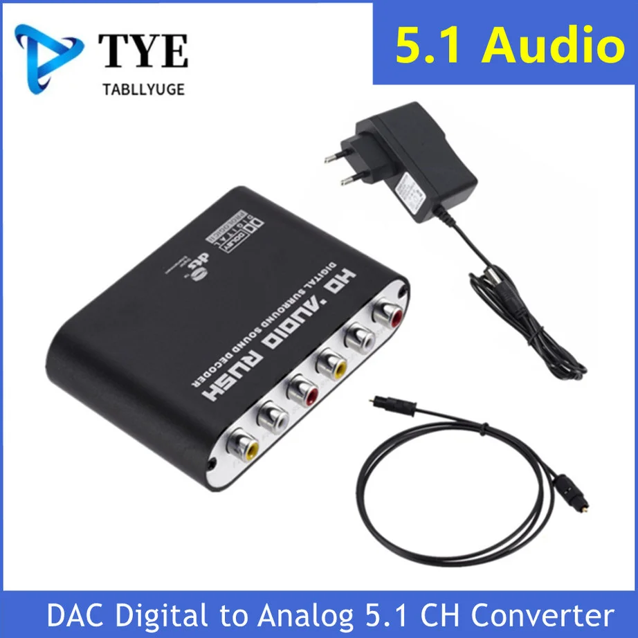 YIGETOHDE AC3 Audio Digital to Analog 5.1 Channel Stereo DAC Converter Optical SPDIF Coaxial AUX 3.5Mm to 6RCA Decoder Amplifier
YIGETOHDE AC3 Audio Digital to Analog 5.1 Channel Stereo DAC Converter Optical SPDIF Coaxial AUX 3.5Mm to 6RCA Decoder Amplifier
