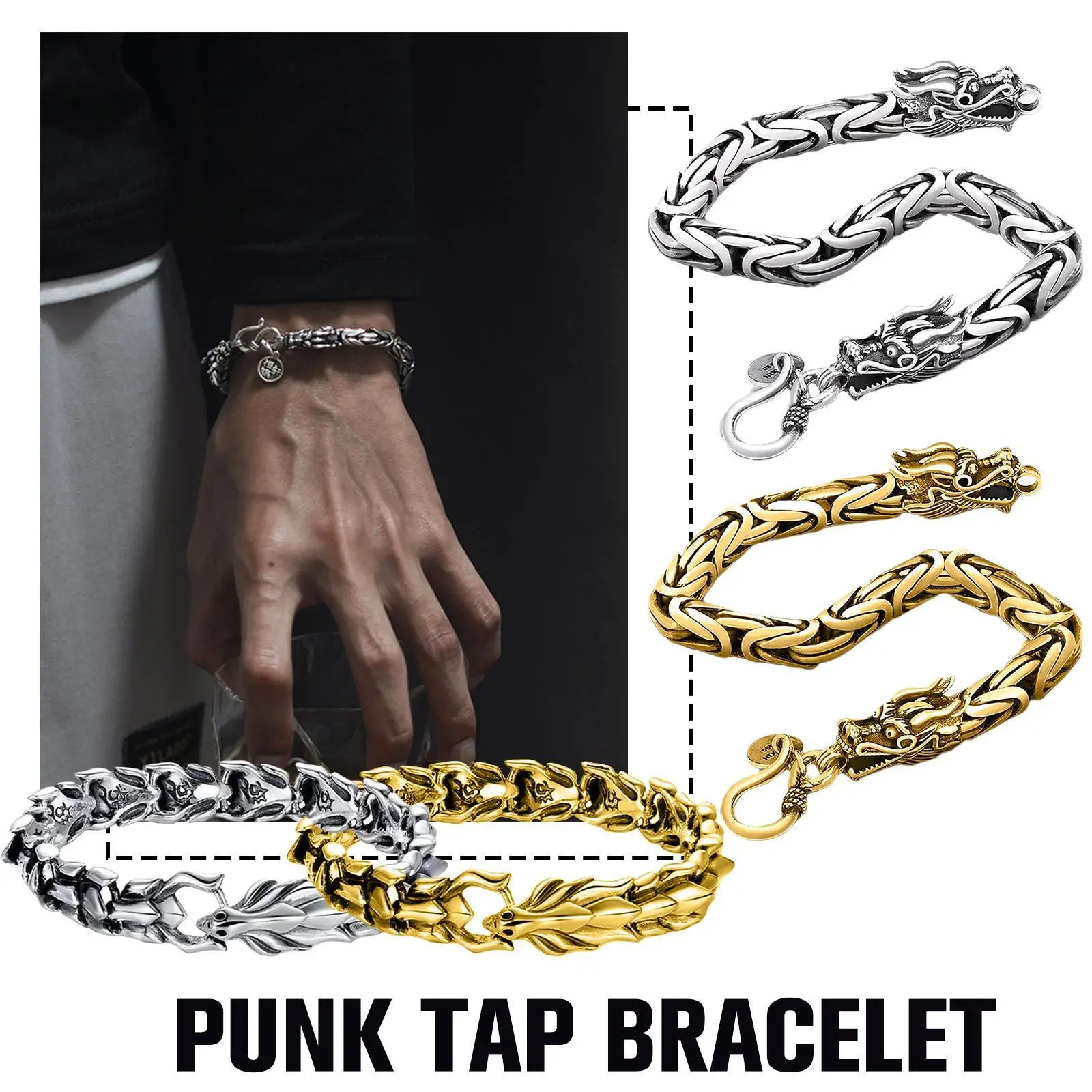 Fashion Hip Hop Dragon Head Dragon Link Bracelet Retro Punk Mens Dragon Bracelet Jewelry For Men's Accessories Gifts
Fashion Hip Hop Dragon Head Dragon Link Bracelet Retro Punk Mens Dragon Bracelet Jewelry For Men's Accessories Gifts