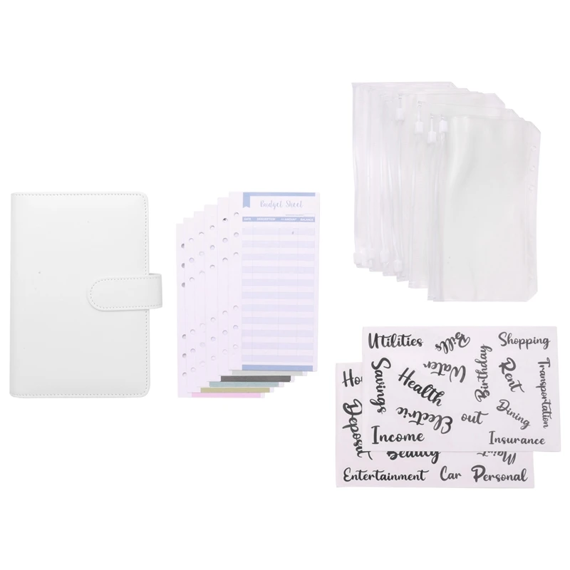 A6 PU Leather Notebook Binder Budget Planning Notepad,6 Ring Binder Sleeves,8 Binder Pockets,12 Expense Budget Sheets
A6 PU Leather Notebook Binder Budget Planning Notepad,6 Ring Binder Sleeves,8 Binder Pockets,12 Expense Budget Sheets