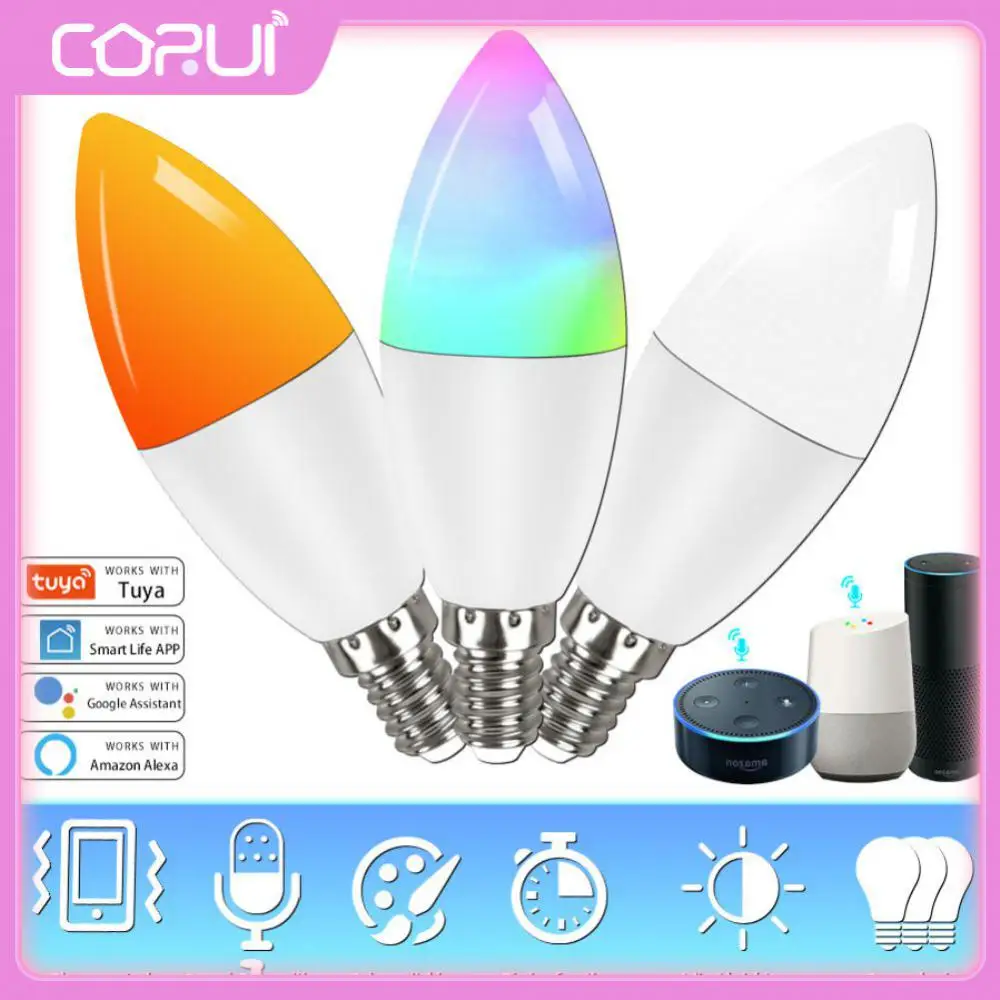 5w 7w 9w E14 Candle Lamp Wifi Dimmable Led Bulb Rgb Smart Light Bulb Compatible Alexa Google Home Tuya App Control
5w 7w 9w E14 Candle Lamp Wifi Dimmable Led Bulb Rgb Smart Light Bulb Compatible Alexa Google Home Tuya App Control