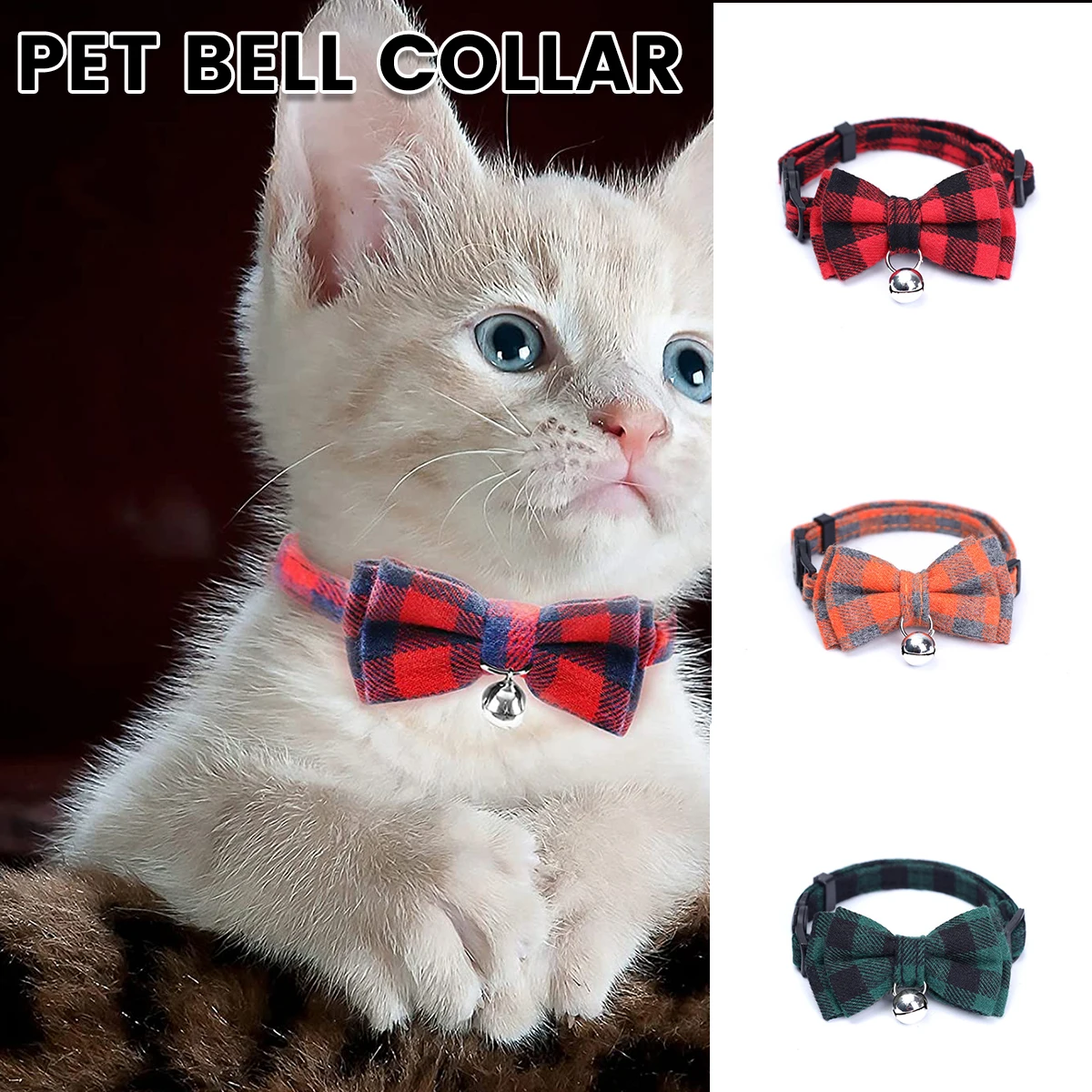 Christmas Cat Collar Breakaway with Bell and Cute Bowtie Plaid Pattern Kitten Collar Adjustable Buckle For Puppy Pet Accessories
Christmas Cat Collar Breakaway with Bell and Cute Bowtie Plaid Pattern Kitten Collar Adjustable Buckle For Puppy Pet Accessories