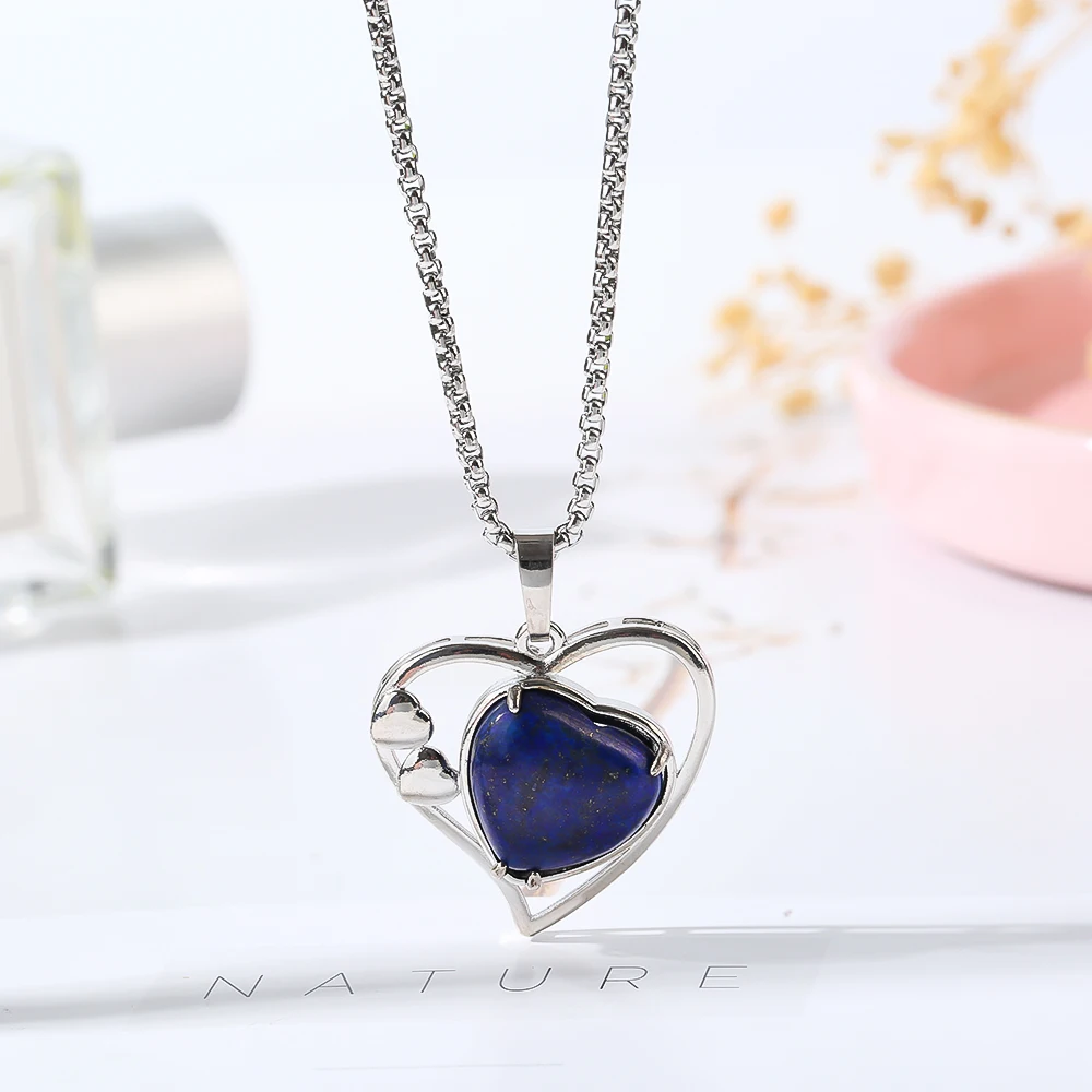 Heart Necklace Blue Neck Chain Inlaid Lapis Lazuli Pendant Simple Vintage 2 Lengths Available Unisex Necklace
Heart Necklace Blue Neck Chain Inlaid Lapis Lazuli Pendant Simple Vintage 2 Lengths Available Unisex Necklace