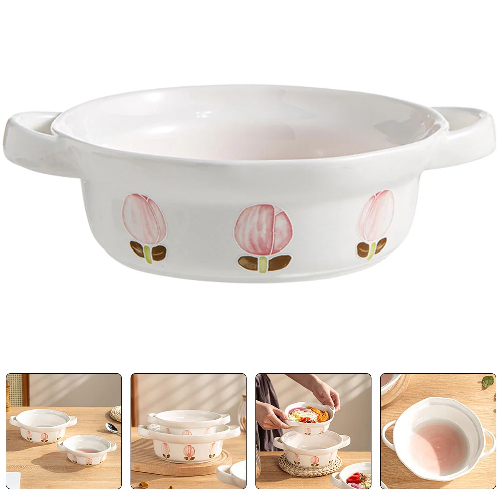 Kitchen Big Household Ceramic Bowl Microwavable Soup Bowl Double Handle Bowl Bowl for Storage Home Cooking
Kitchen Big Household Ceramic Bowl Microwavable Soup Bowl Double Handle Bowl Bowl for Storage Home Cooking