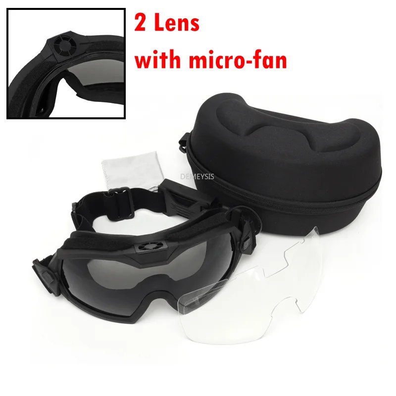 2 Lenses Tactical Goggles with Micro Fan Anti-fog Hunting Shooting Sports Glasses Airsoft Military Combat Protective Eyewear
2 Lenses Tactical Goggles with Micro Fan Anti-fog Hunting Shooting Sports Glasses Airsoft Military Combat Protective Eyewear