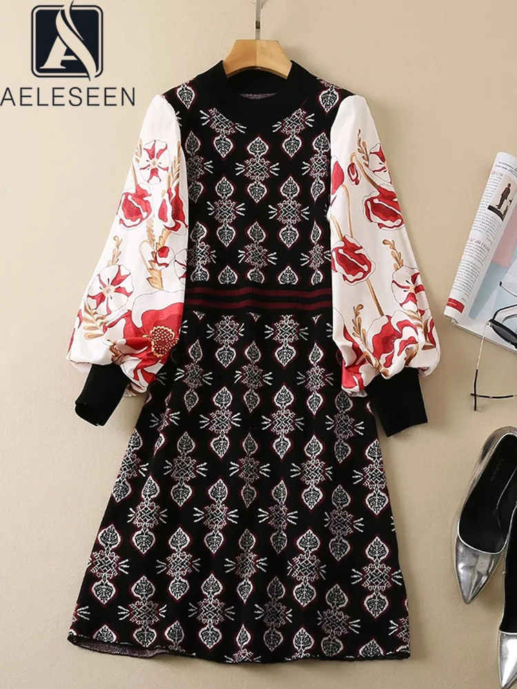 AELESEEN 2022 Women Autumn Winter Dress Vintage Lantern Sleeve Pink Flower Print Patchwork Knitting Elegant Mini Dress
AELESEEN 2022 Women Autumn Winter Dress Vintage Lantern Sleeve Pink Flower Print Patchwork Knitting Elegant Mini Dress