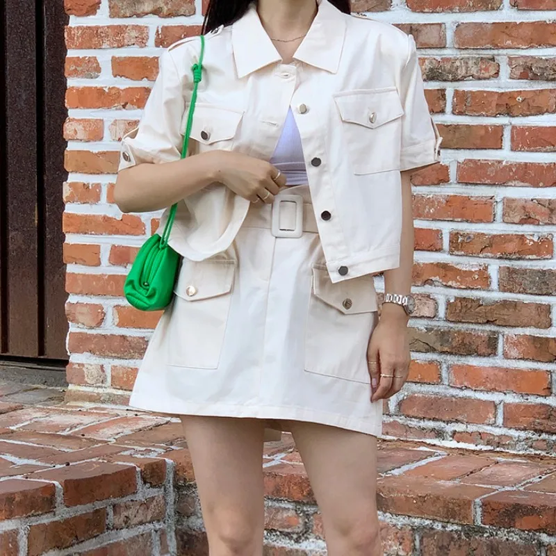 Casual Office OL Two Piece Set For Women Fashion Lapel Short Sleeve Shirt Top And High Waist Mini Skirts Female 2022 Summer New
Casual Office OL Two Piece Set For Women Fashion Lapel Short Sleeve Shirt Top And High Waist Mini Skirts Female 2022 Summer New