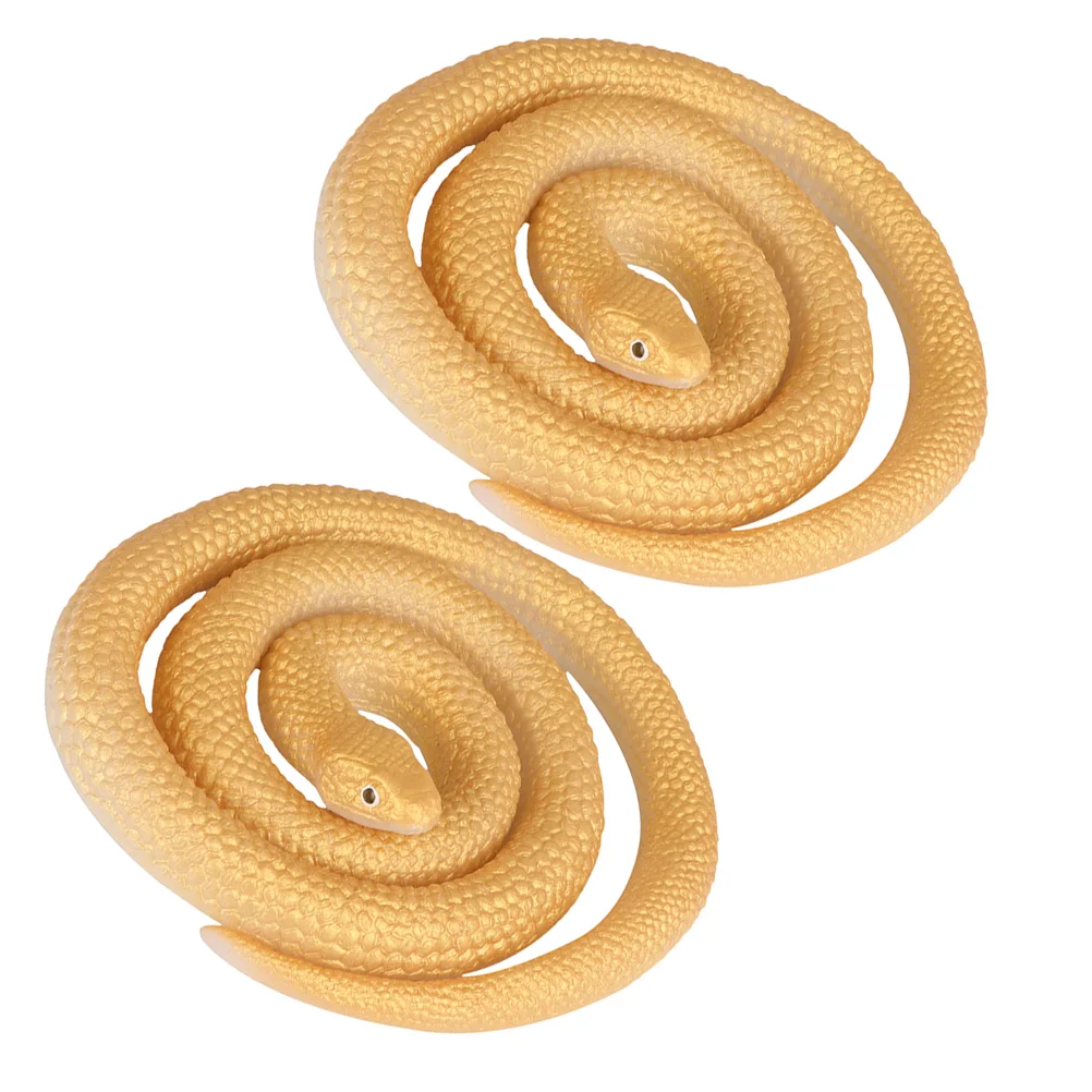 

2 Pcs Toy Tricky Snake Model Silicone Realistic Snakes Animal Fake Prank Props Simulation