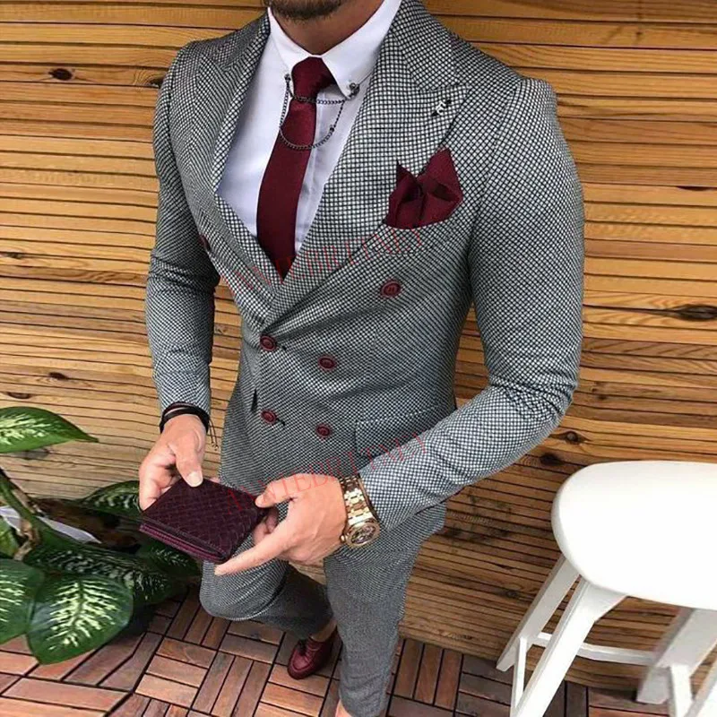 2022 New Tweed Double Breasted Men Suit Grey Slim Fit Fashion Wedding Suits for Men Prom Blazer Groom Tuxedo Jacket with Pants
2022 New Tweed Double Breasted Men Suit Grey Slim Fit Fashion Wedding Suits for Men Prom Blazer Groom Tuxedo Jacket with Pants