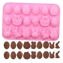 Easter Silicone Chocolate Mold Egg Bunny Rabbit Basket Shaped Candy Cookies jelly Mould Cake Cupcake Topper Soap Making Supplies