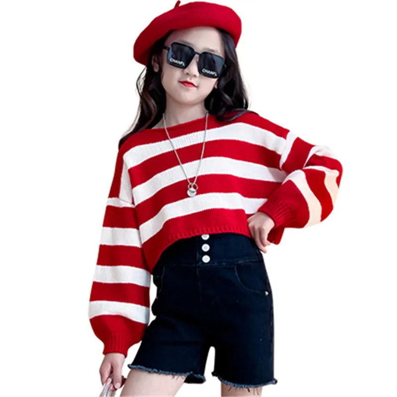 Young Girls New Fashion Red White Patchwork Striped Sweater Pullover Round-Neck Knitting Tops Children Hot Deals Autumn Clothes
Young Girls New Fashion Red White Patchwork Striped Sweater Pullover Round-Neck Knitting Tops Children Hot Deals Autumn Clothes
