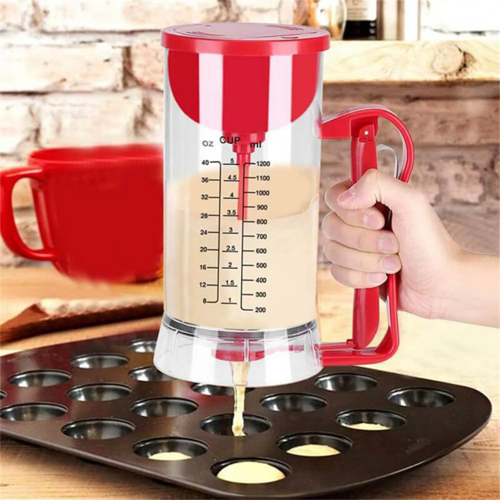 

Electric Batter Dispenser Separator And Mixer Baking Tool With Measuring Label For Pancake Cupcake Waffle Muffin Mix Crepes Cake