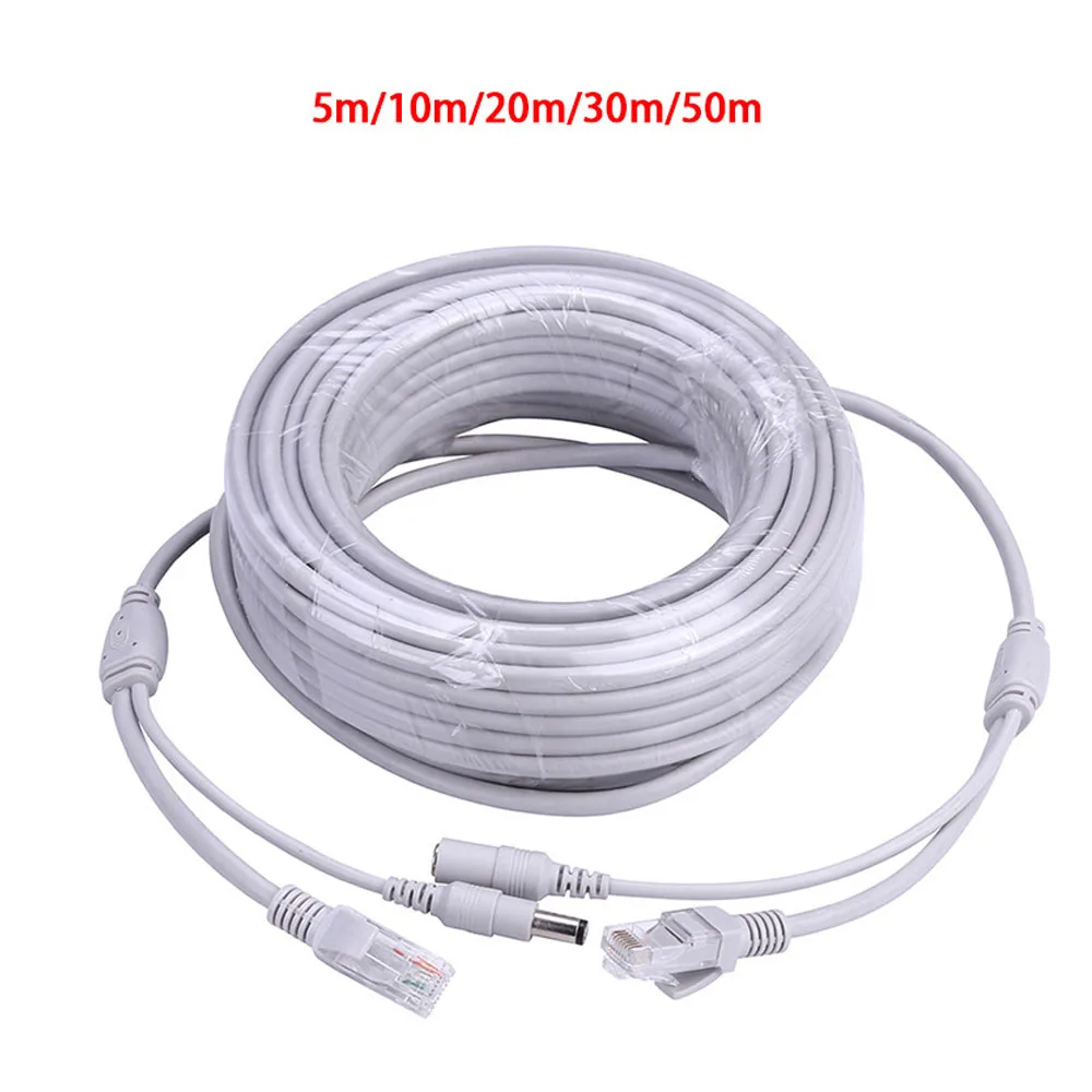 

5M/10M/15M/20M/30M/50M Gray CAT5/CAT-5e Ethernet Cable RJ45 DC Power Network Lan Cable For System IP Cameras CCTV
