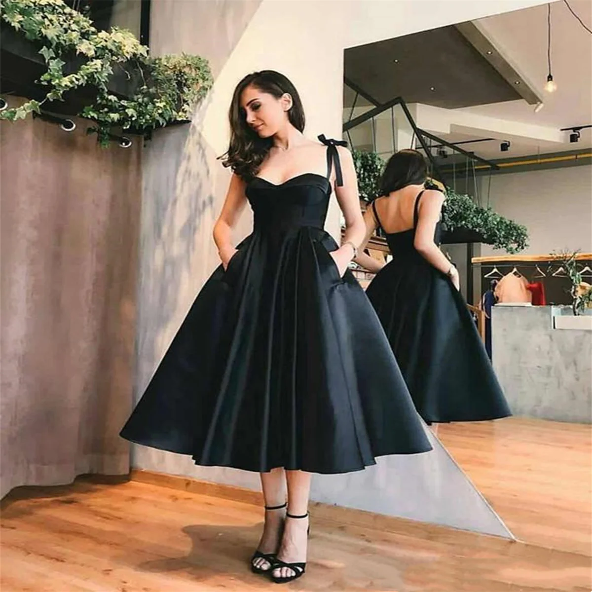 A Line Evening Prom Party Elegance Little Black Homecoming Dresses Spaghetti Straps Zipper Back Maid Of Honor With Pockets 2023
A Line Evening Prom Party Elegance Little Black Homecoming Dresses Spaghetti Straps Zipper Back Maid Of Honor With Pockets 2023