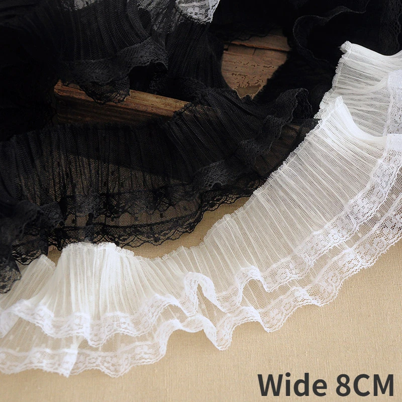 8CM Wide Double Layers White Black Polka Dot Embroidery Elastic Ruffle Trim Handmade DIY Doll Skirt Lolita Dress Hemlines Decor
8CM Wide Double Layers White Black Polka Dot Embroidery Elastic Ruffle Trim Handmade DIY Doll Skirt Lolita Dress Hemlines Decor