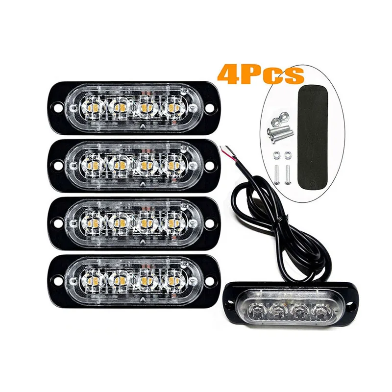 4pcs Flashing Signal Lamp LED Light Strip 4LED Car Strobe Warning Light Emergency Lamp Light Bar For 12v 24v Truck SUV
4pcs Flashing Signal Lamp LED Light Strip 4LED Car Strobe Warning Light Emergency Lamp Light Bar For 12v 24v Truck SUV