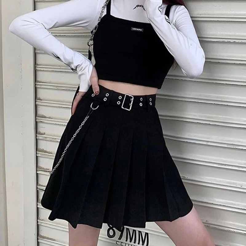 Harajuku Punk Pleated Skirts Gothic Black High Waist Sexy Dance Mini Skirt With Belt Chain Female Streetwear 2023 Women Summer
Harajuku Punk Pleated Skirts Gothic Black High Waist Sexy Dance Mini Skirt With Belt Chain Female Streetwear 2023 Women Summer