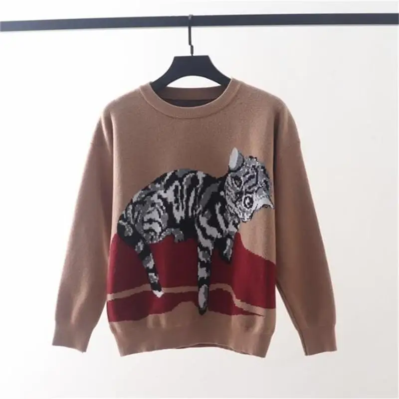 Hot Selling 2022 New Spring Autumn Round Neck Stitching Short Leisure Kitten Coat Sweater Ladies Loose Pullover Sweater
Hot Selling 2022 New Spring Autumn Round Neck Stitching Short Leisure Kitten Coat Sweater Ladies Loose Pullover Sweater