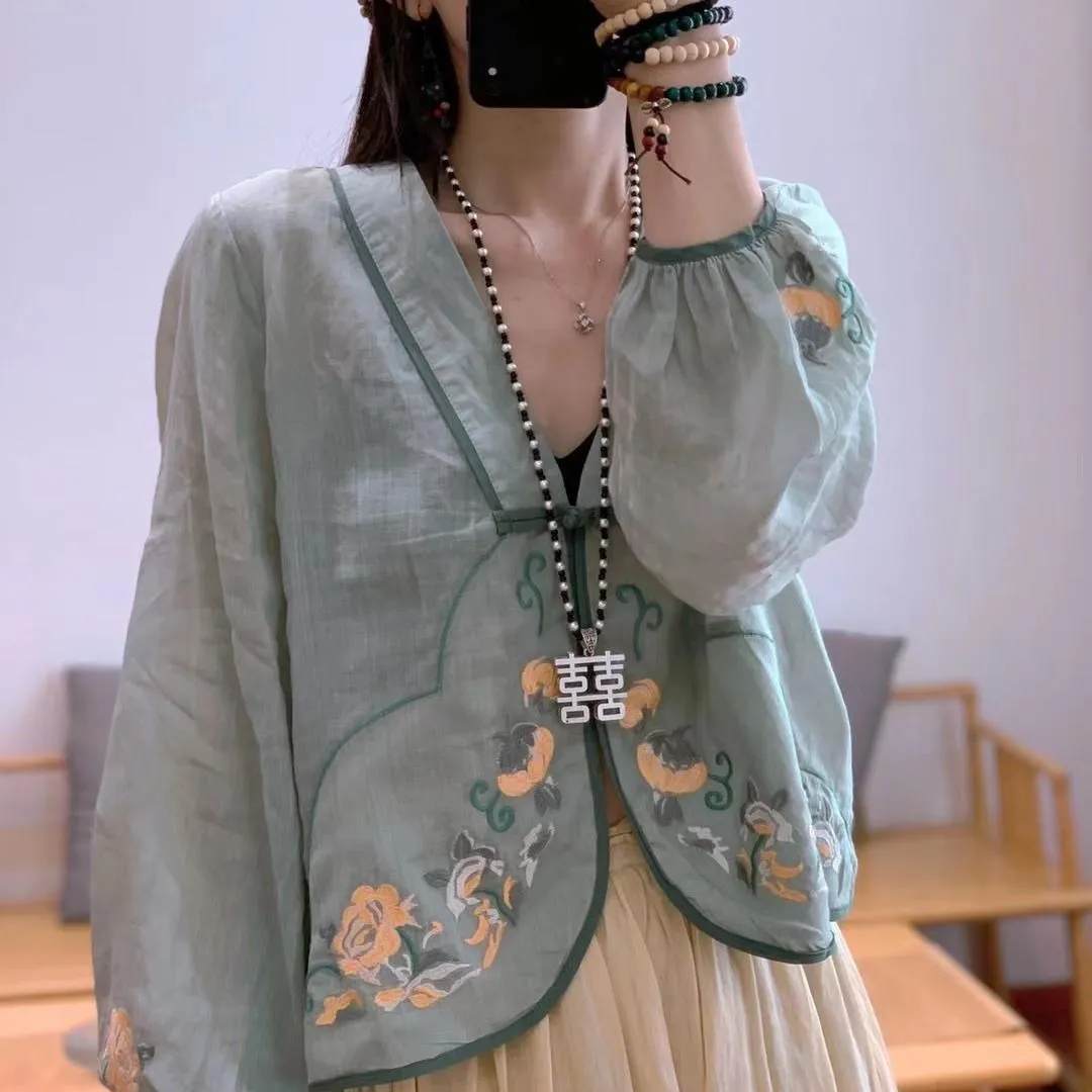 2023 summer new chinese style traditional women graceful blouse button shirts embroidery tang suit qipao top hanfu blouse pd
2023 summer new chinese style traditional women graceful blouse button shirts embroidery tang suit qipao top hanfu blouse pd