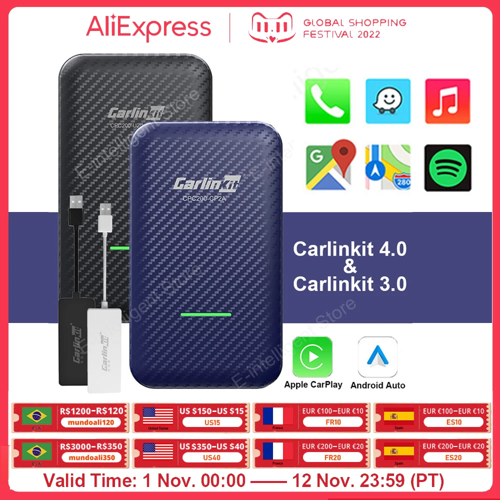 Carlinkit 4.0 & 3.0 Wireless Apple CarPlay Adapter Android Auto Dongle Car Multimedia Player Activator For Benz Mazda 
Carlinkit 4.0 & 3.0 Wireless Apple CarPlay Adapter Android Auto Dongle Car Multimedia Player Activator For Benz Mazda
