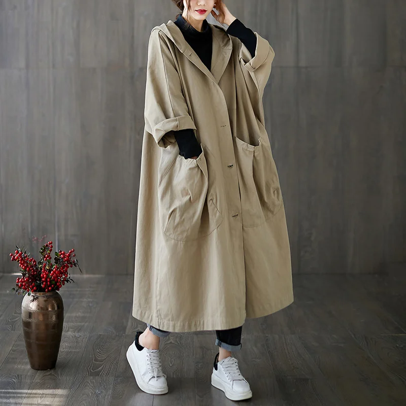 Women Knee Length Windbreaker Coat Women's Loose Large Pocket 2022 Autumn Winter Hooded Medium Long Coat
Women Knee Length Windbreaker Coat Women's Loose Large Pocket 2022 Autumn Winter Hooded Medium Long Coat