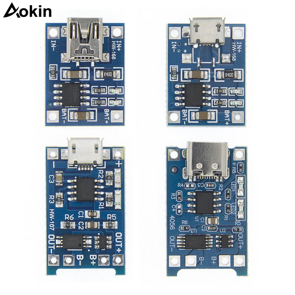 TP4056 Protection Dual Functions 5V 1A Micro USB Charging Board 18650 Lithium Battery Charging Board Charger Module
TP4056 Protection Dual Functions 5V 1A Micro USB Charging Board 18650 Lithium Battery Charging Board Charger Module