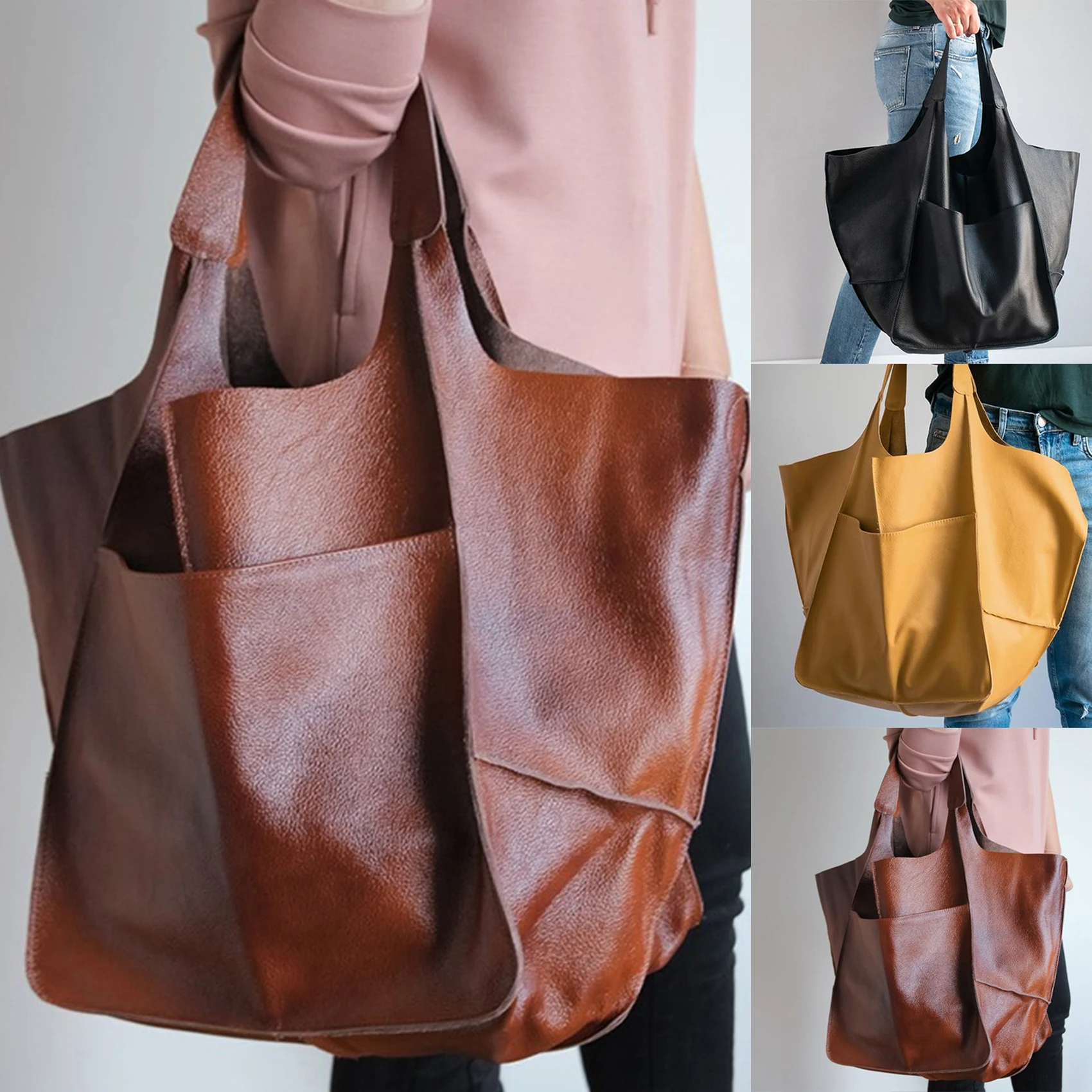 New Casual Soft Large Capacity Tote Women Handbags PU Leather Shoulder Bag Retro Big Shopper Purses
New Casual Soft Large Capacity Tote Women Handbags PU Leather Shoulder Bag Retro Big Shopper Purses