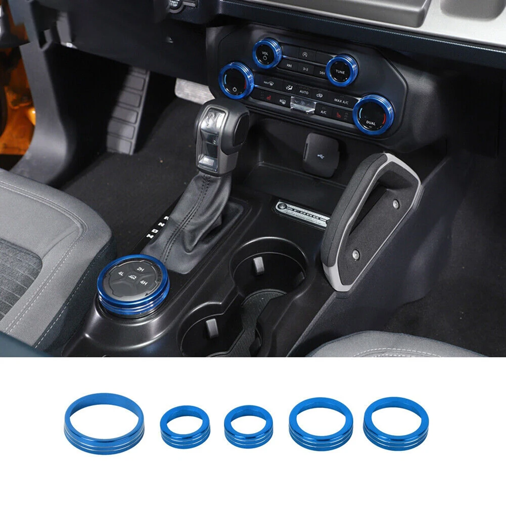 5pcs Air Conditioner Audio Switch Knob Ring Trim For Ford Bronco 2021 2022 Blue Button Ring Trim Console Covers
5pcs Air Conditioner Audio Switch Knob Ring Trim For Ford Bronco 2021 2022 Blue Button Ring Trim Console Covers